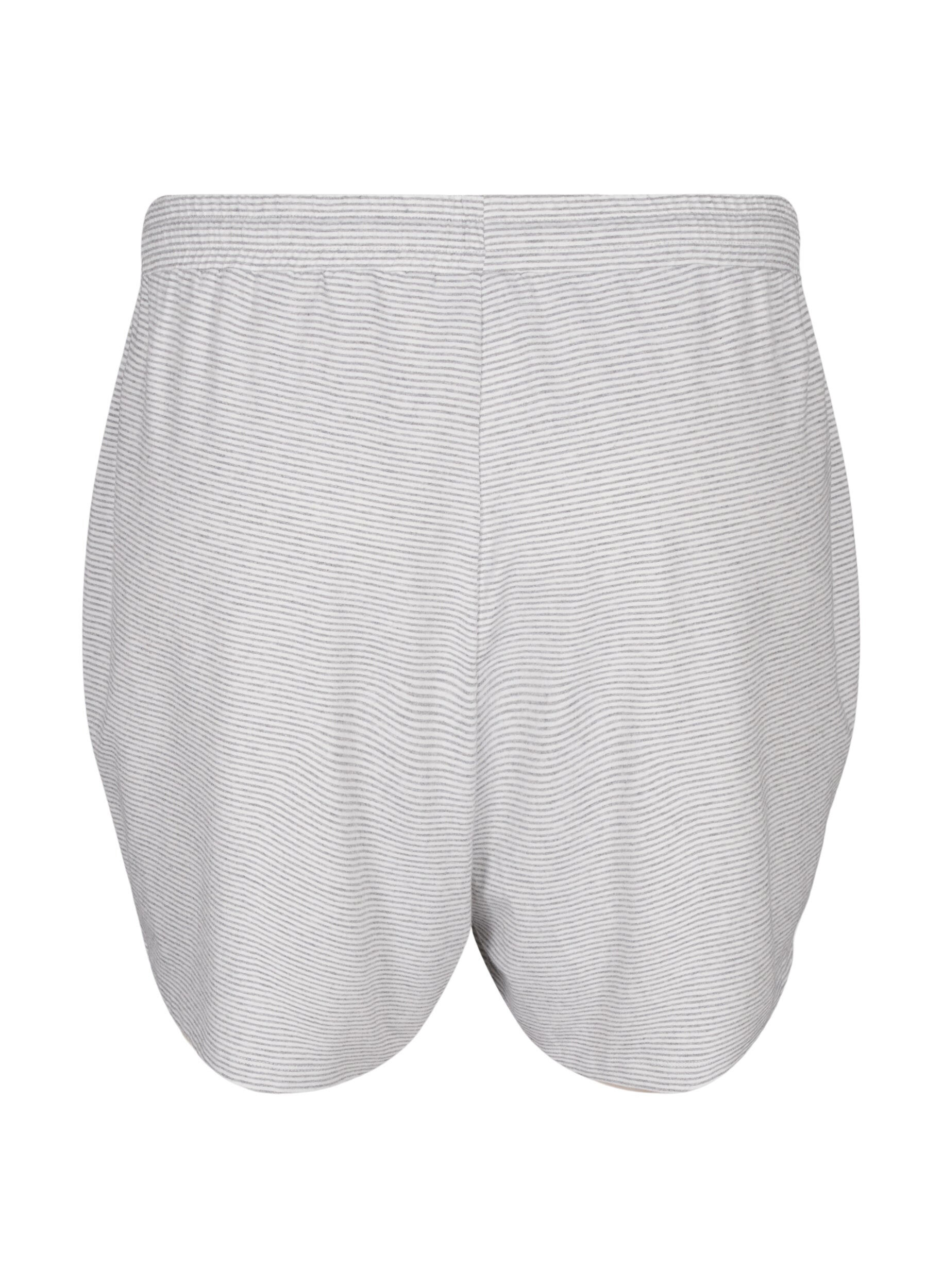 Zizzi Stripete pyjamasshorts med h&oslash;y midje, LGM Stripe, Packshot image number 1