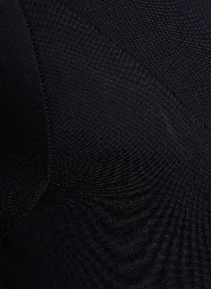 Ensfarget kjole med 3/4-ermer og splitt, Black, Packshot image number 3