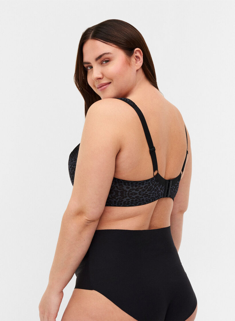 BH med blomstermønster og mesh, Grey Leopard, Model image number 1