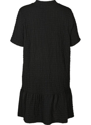 Kortermet kjole med struktur og A-form, Black, Packshot image number 1