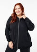 Sweat-cardigan med hette og lommer, Svart, Model image number 0