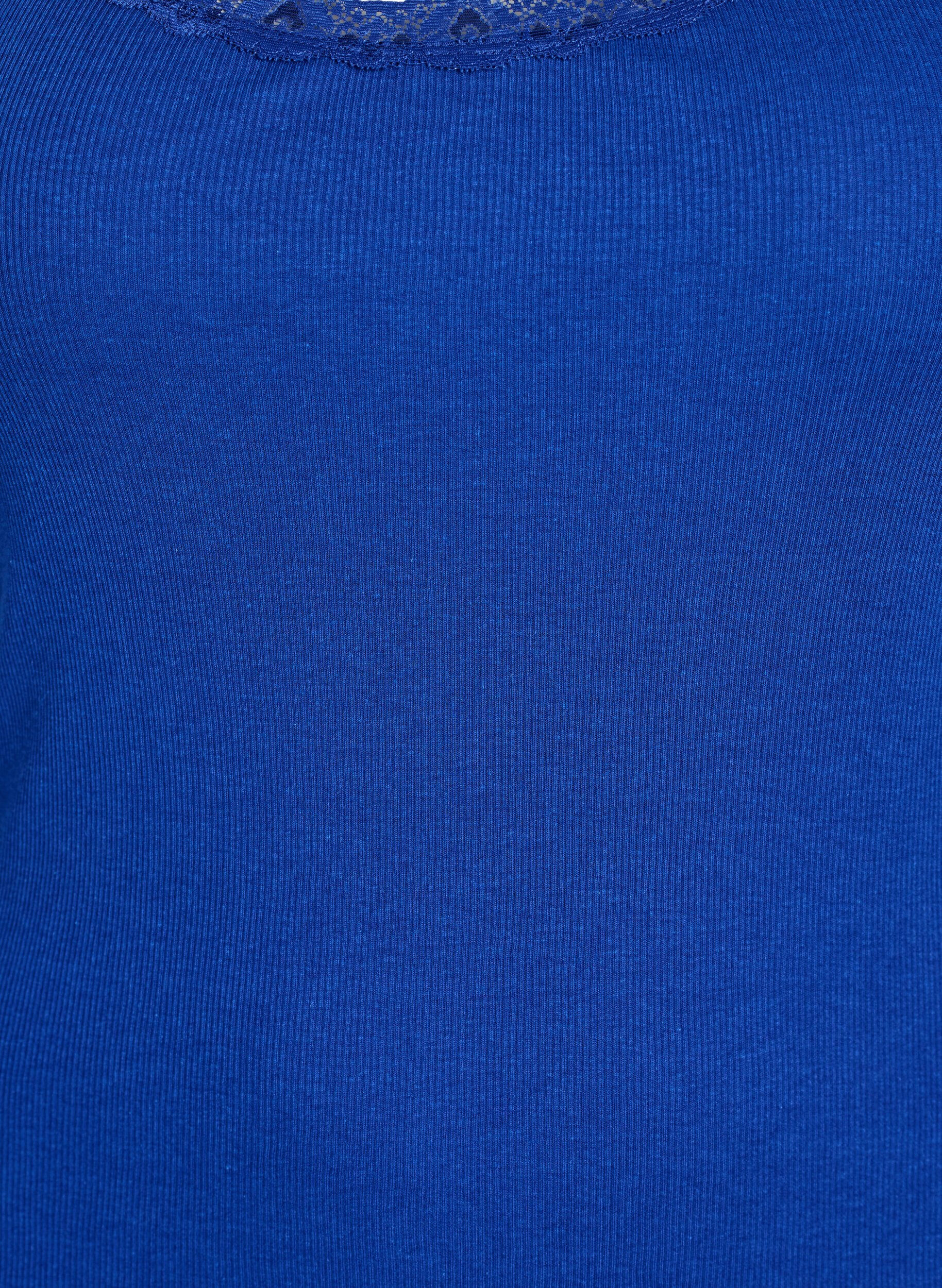 Zizzi Topp med blondekant, Bl&aring;, Packshot image number 2