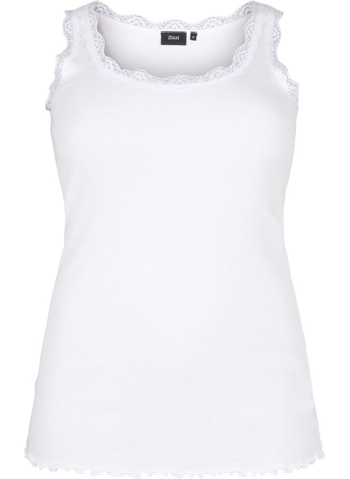 Topp med blondekant, Hvit, Packshot image number 0