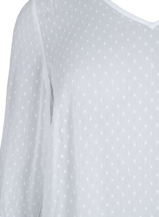 FLASH - bluse med 3/4-ermer og strukturmønster, White, Packshot image number 2