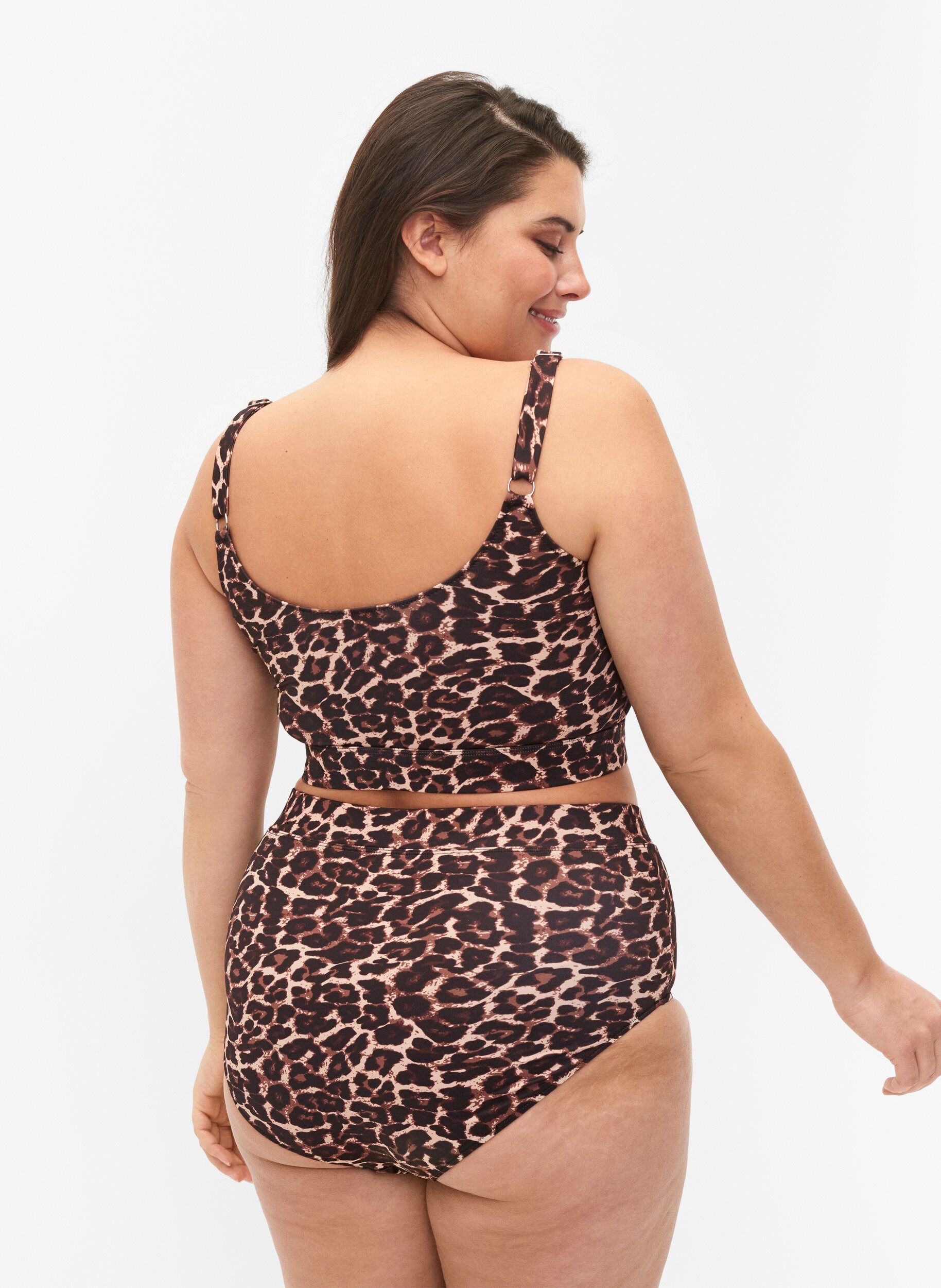 Zizzi Bikinibukser med utskrift og h&oslash;y midje, Autentic Leopard, Model image number 1