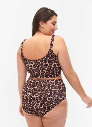 Bikinibukser med utskrift og høy midje, Autentic Leopard, Model image number 1