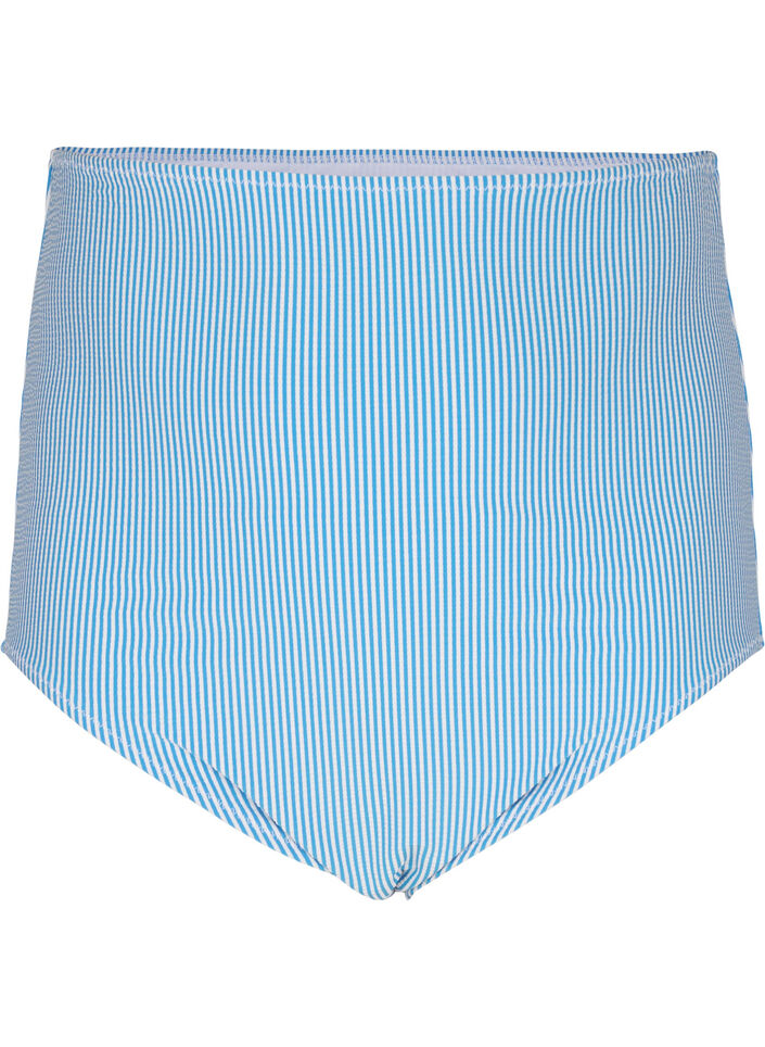 Stripete bikinitruse med ekstra høy midje, Blå, Packshot image number 0