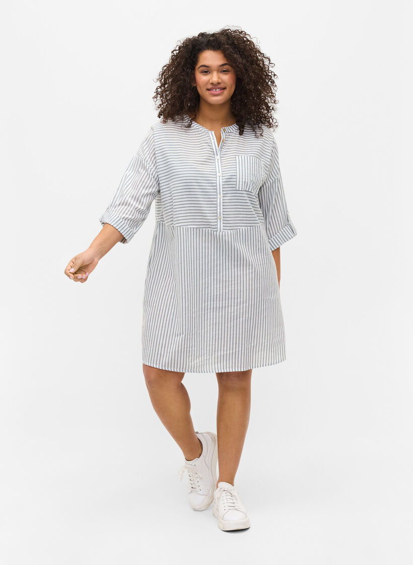 Stripete tunika med knapper og 3/4-ermer, Trooper Stripe, Model image number 2