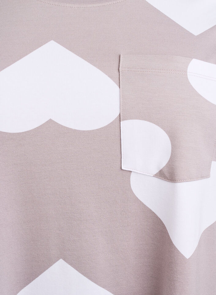 Lang nattskjorte i en modalblanding med hjerter, Grå, Packshot image number 2