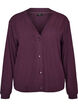 Ribbestrikket jerseycardigan med V-hals, Lilla, Packshot image number 0