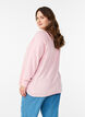 Finstrikket bluse med V-hals og detalj foran, Rosa, Model image number 2