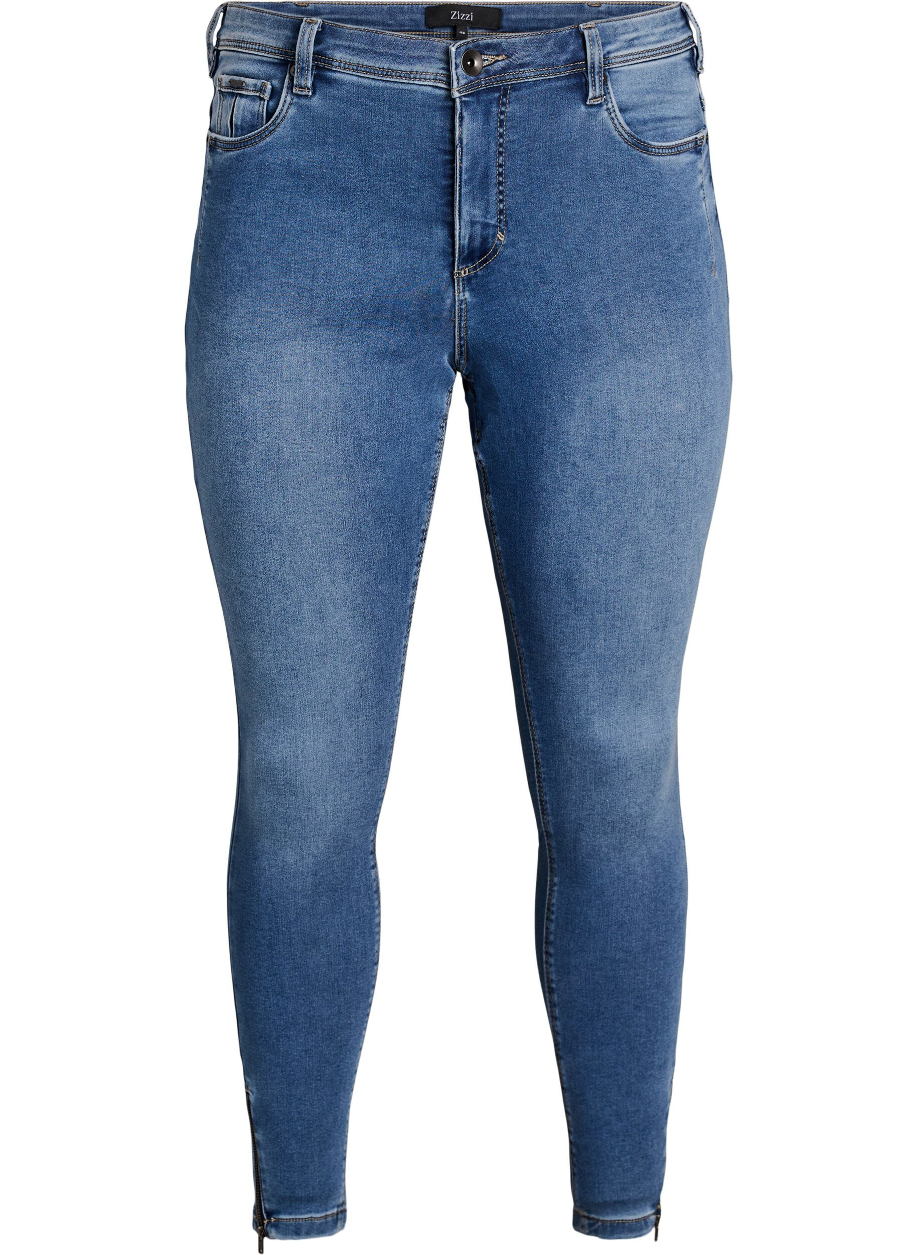 Zizzi Cropped Amy jeans med glidel&aring;sdetaljer, Bl&aring;, Packshot image number 0
