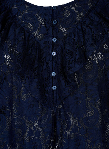 Blondebluse med volangdetalj, Navy, Packshot image number 2