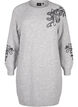 Strikket kjole med dekor, Light Grey Melange, Packshot image number 0