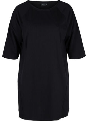 Kjole med 3/4-ermer og lommer, Black, Packshot image number 0