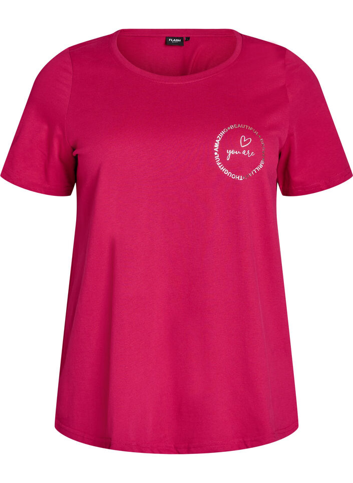 T-skjorte med trykk, R&oslash;d, Packshot image number 0