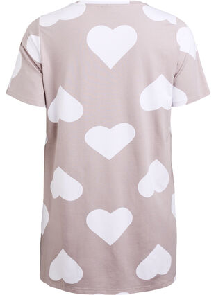 Zizzi Lang nattskjorte i en modalblanding med hjerter, Grå, Packshot image number 1