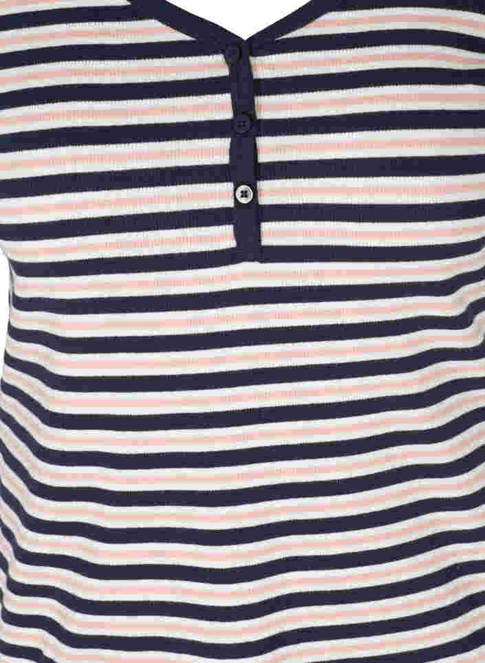 Stripete T-skjorte i bomull med ribbet struktur, Blue Rose Stripe, Packshot image number 2