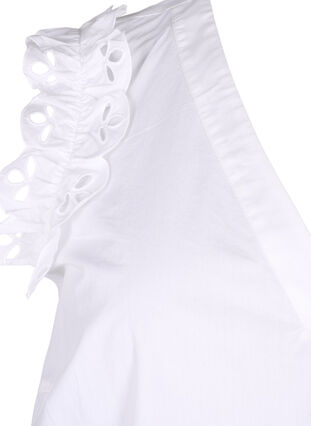 Ermeløs bomullstopp med volanger, Bright White, Packshot image number 3