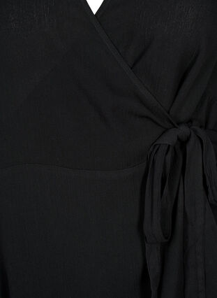 Bluse i viskose med omslagseffekt, Black, Packshot image number 2