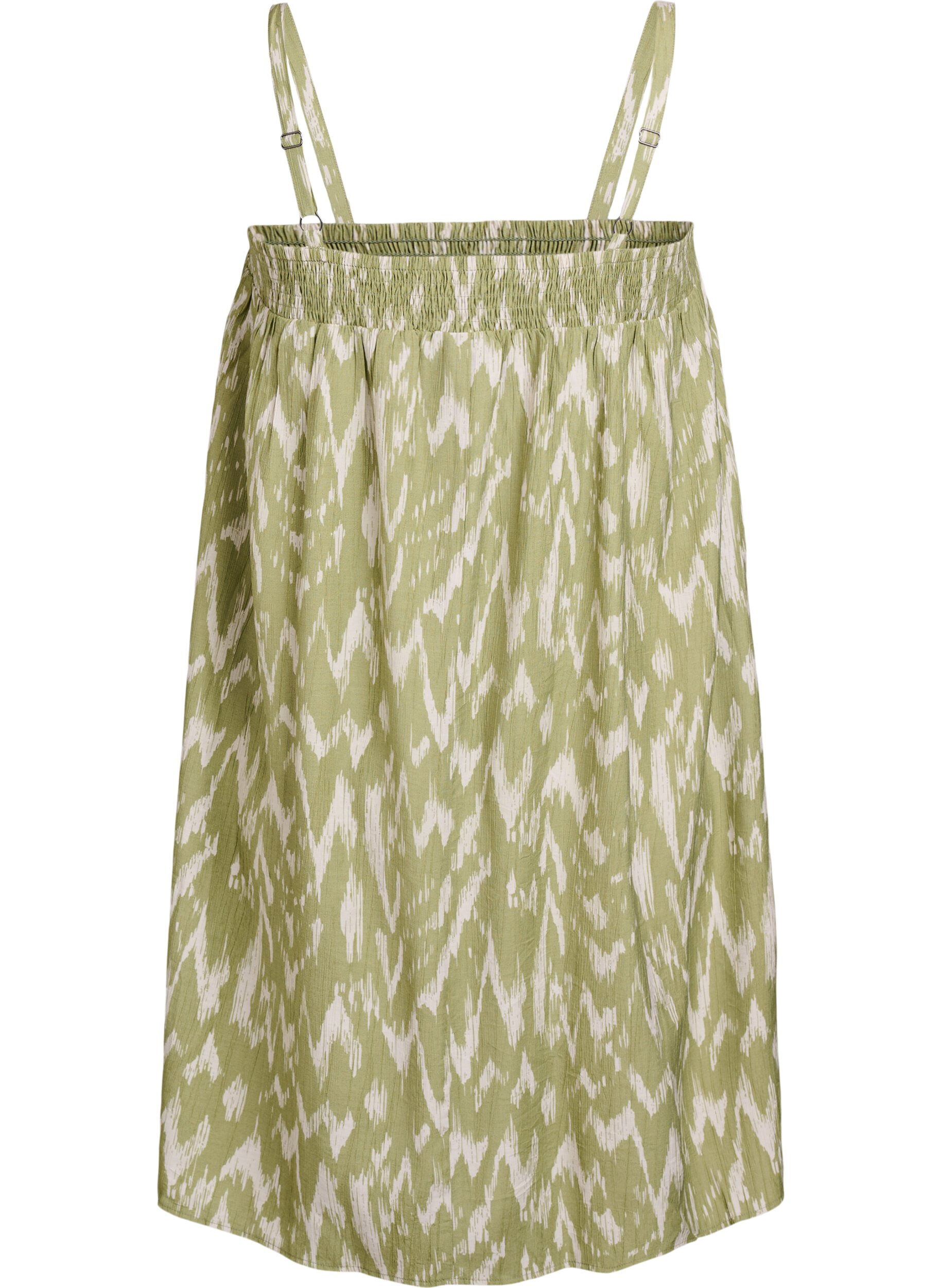 Zizzi Kort kjole i viskose med spaghettistropper, Gr&oslash;nn, Packshot image number 1