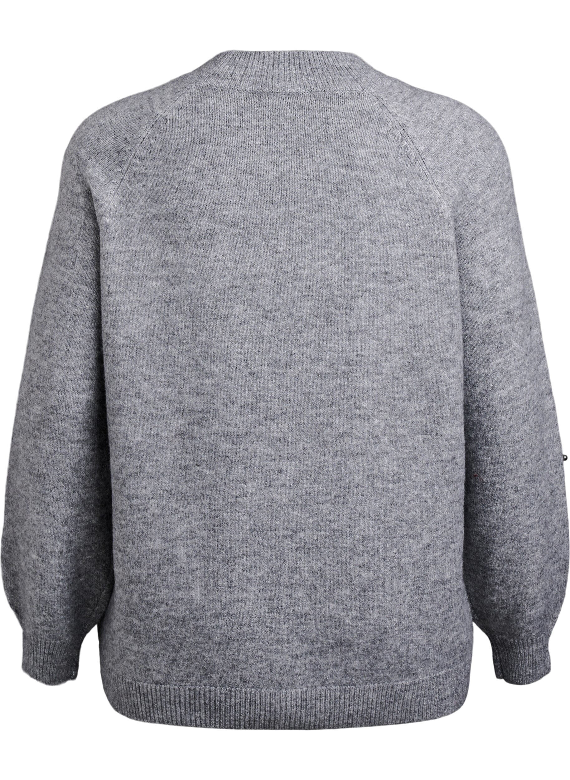 ZizziGenser med perlebroderi, Gr&aring;, Packshot image number 1