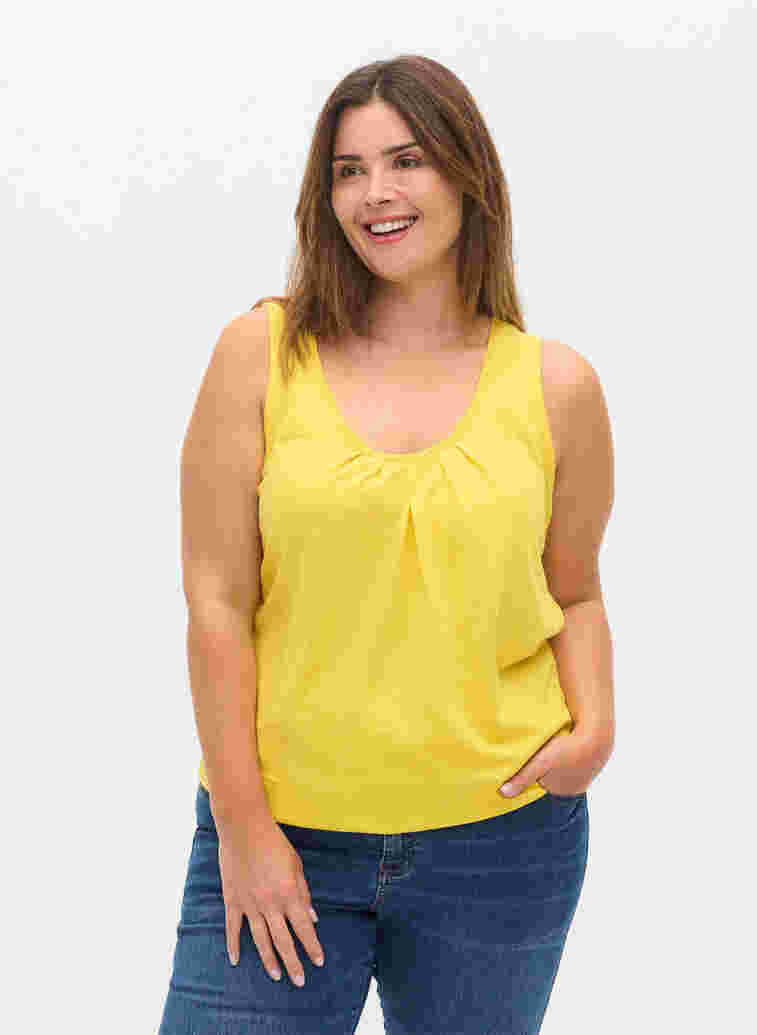 Topp med blondekant, Primrose Yellow, Model image number 0