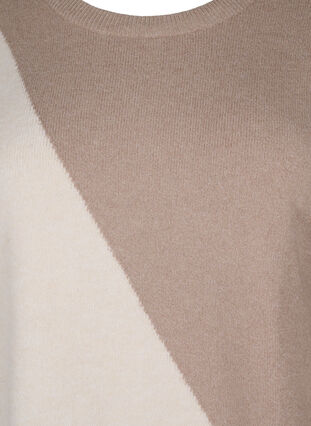 Bluse med rund hals, strikket i blokkfarge, Simply Taupe Comb, Packshot image number 2