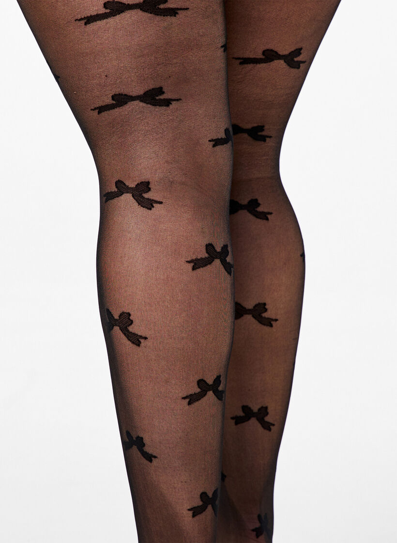 30 denier tights med sløyfemønster, Black, Model image number 2