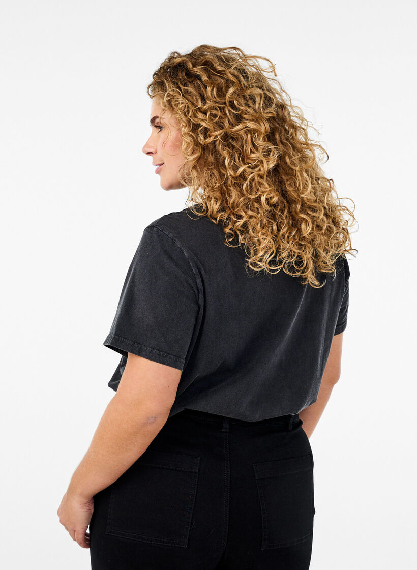 T-skjorte i organisk bomull med grafisk trykk, Grå, Model image number 2