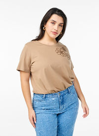 T-skjorte med dekorative detaljer, Beige T-skjorte med dekorative detaljer, Beige, Model