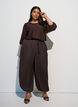 Bluse med tekstur og 3/4 ermer, Brun, Model image number 1