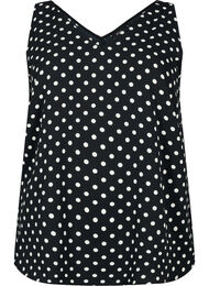Blomstret topp med V-hals, Black Dot