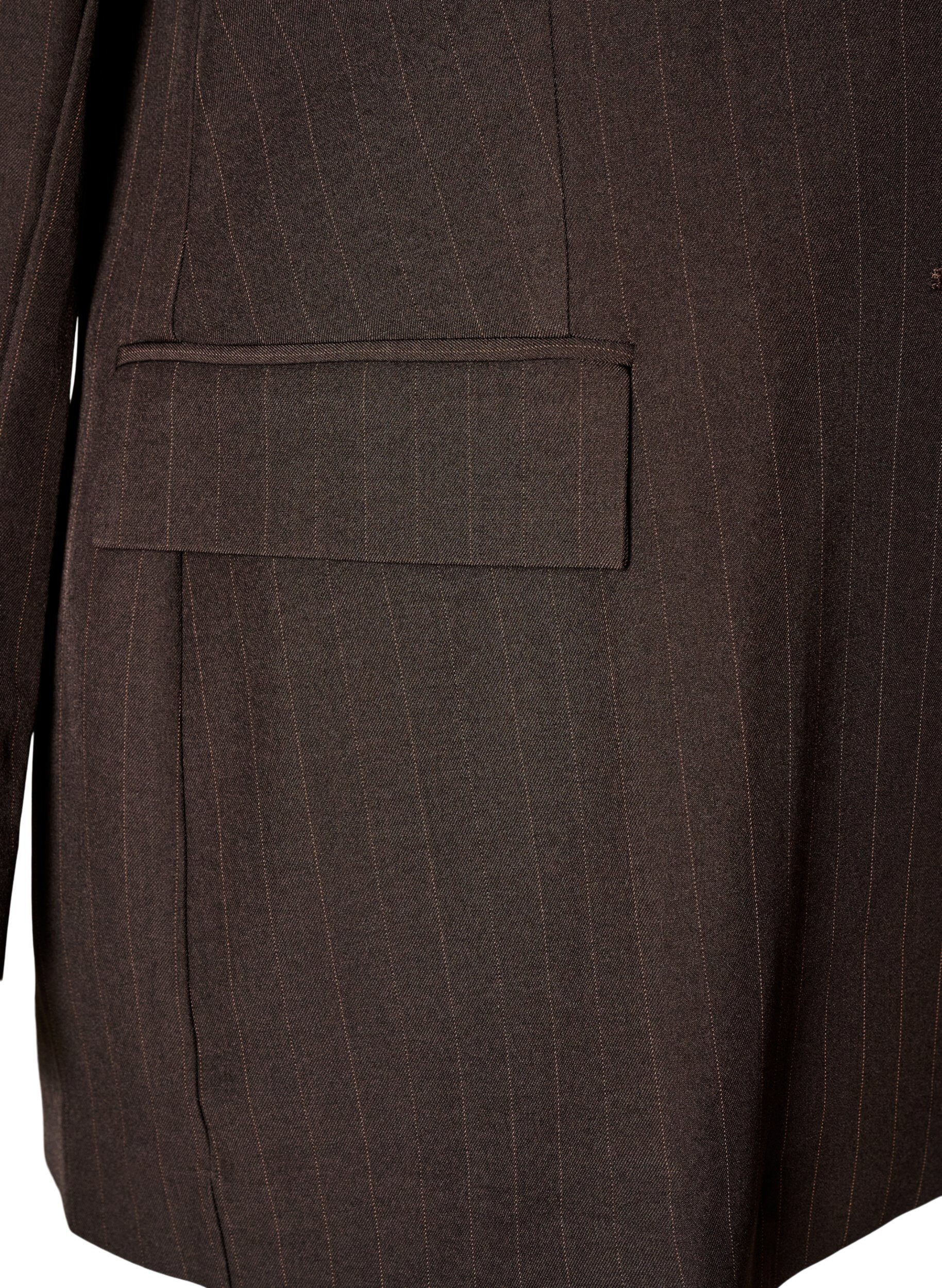 ZizziBlazer med lommer og splitter, Brun, Packshot image number 3