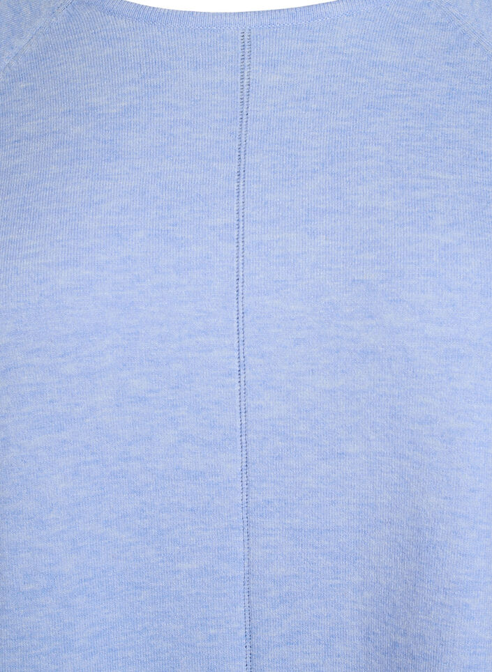 Strikket bluse med rund hals og strikket mønster, Della R. Blue Mel., Packshot