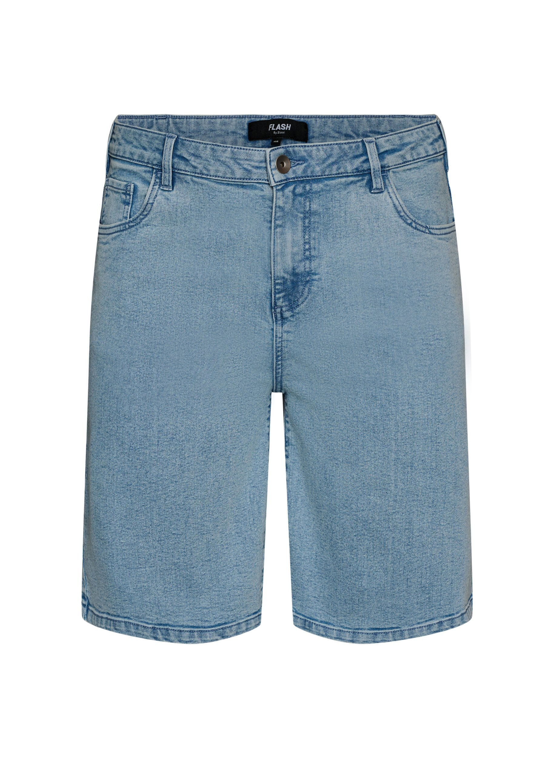 Zizzi L&oslash;se denimshorts med h&oslash;y midje, Bl&aring;, Packshot image number 0