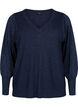Strikket bluse med shimmer og V-hals, Naval A.w.Blue Lurex, Packshot image number 0
