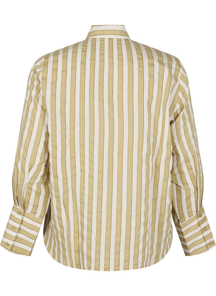 Ledig skjorte med striper, Grønn, Packshot image number 1