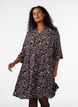Kort A-linjet jerseykjole med heldekkende print, M&oslash;rk Bordeaux, Model image number 0