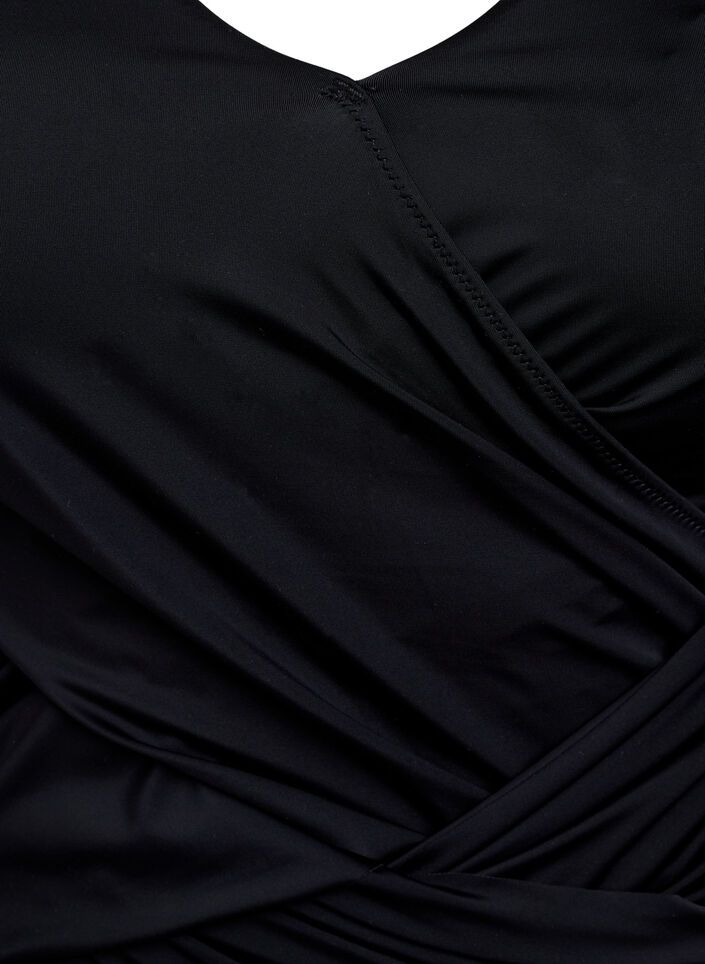 Badedrakt med drapert kryssdetalj, Black, Packshot