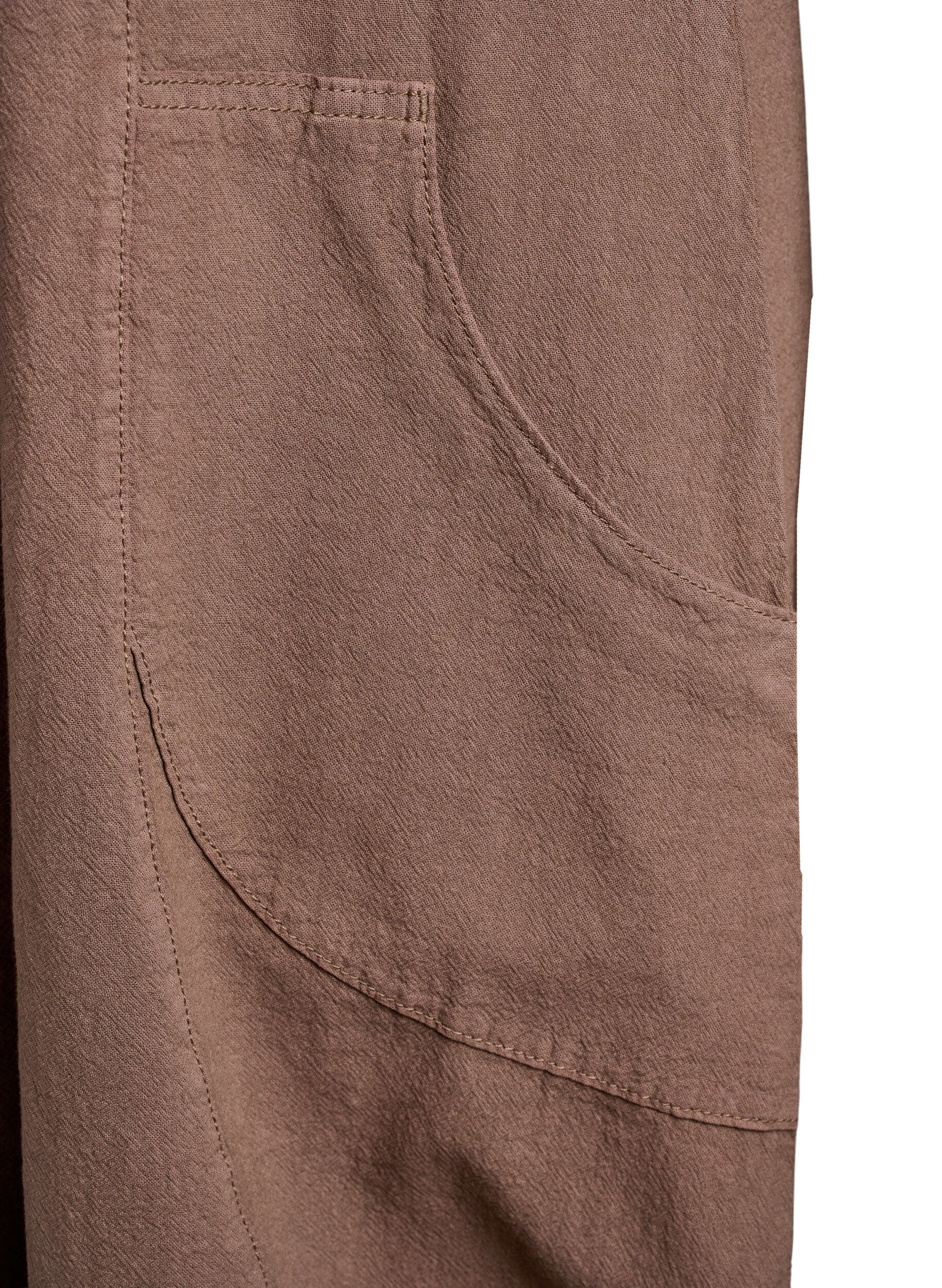 ZizziKortermet bomullskjole, Brun, Packshot image number 3