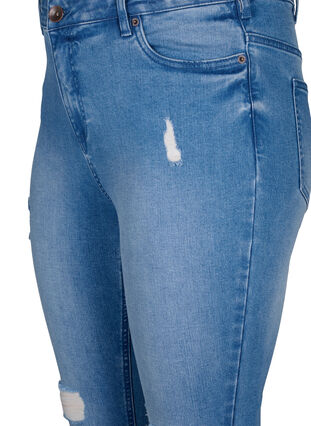 Amy jeans med supersmal passform og rippede detaljer, Blue denim, Packshot image number 2