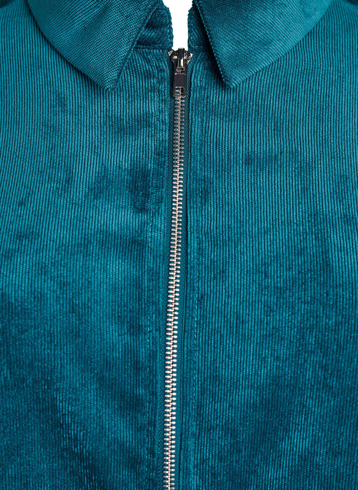 Cordkjole med glidelås og 3/4-ermer, Grønn, Packshot image number 2