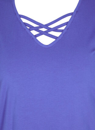Topp med V-hals og kryssdetaljer, Dazzling Blue, Packshot image number 2