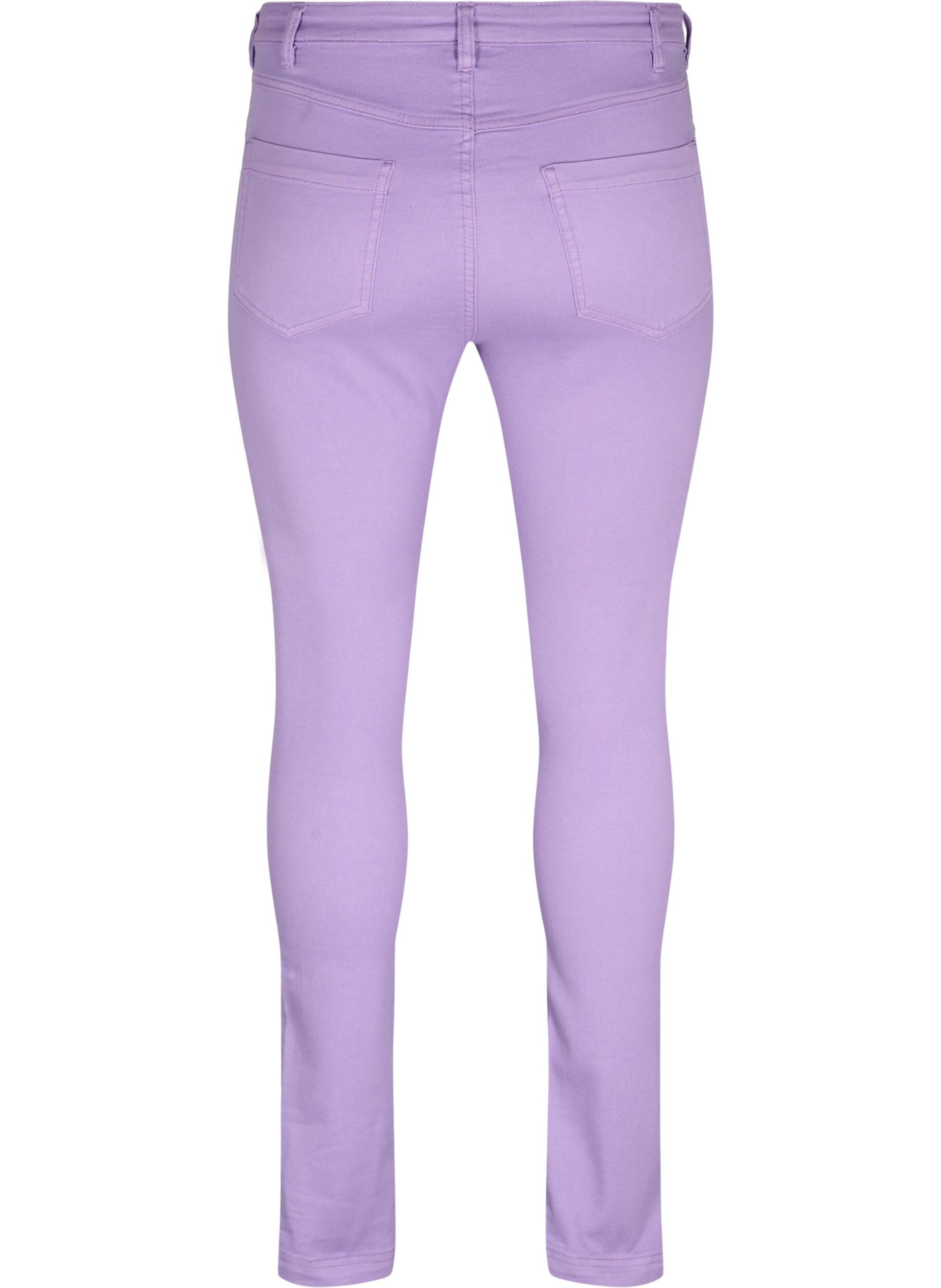 Zizzi Amy jeans med h&oslash;yt liv og super slim fit, Chalk Violet, Packshot image number 1