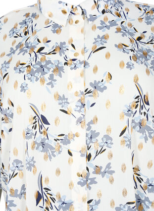 Lang skjorte med blomstermønster, White Flower/Gold, Packshot image number 2
