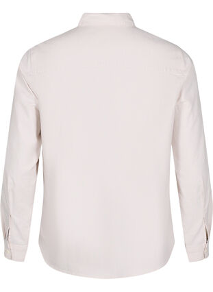 Zizzi Langermet bomullsskjorte, Beige, Packshot image number 1