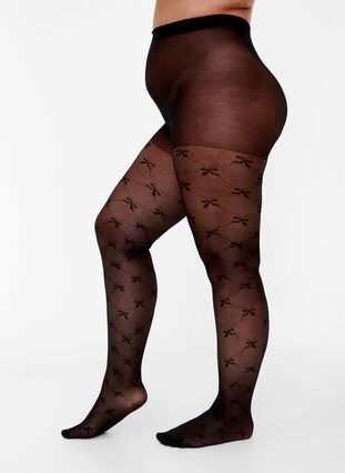 Mønstret tights i 25 denier, Black, Model image number 0