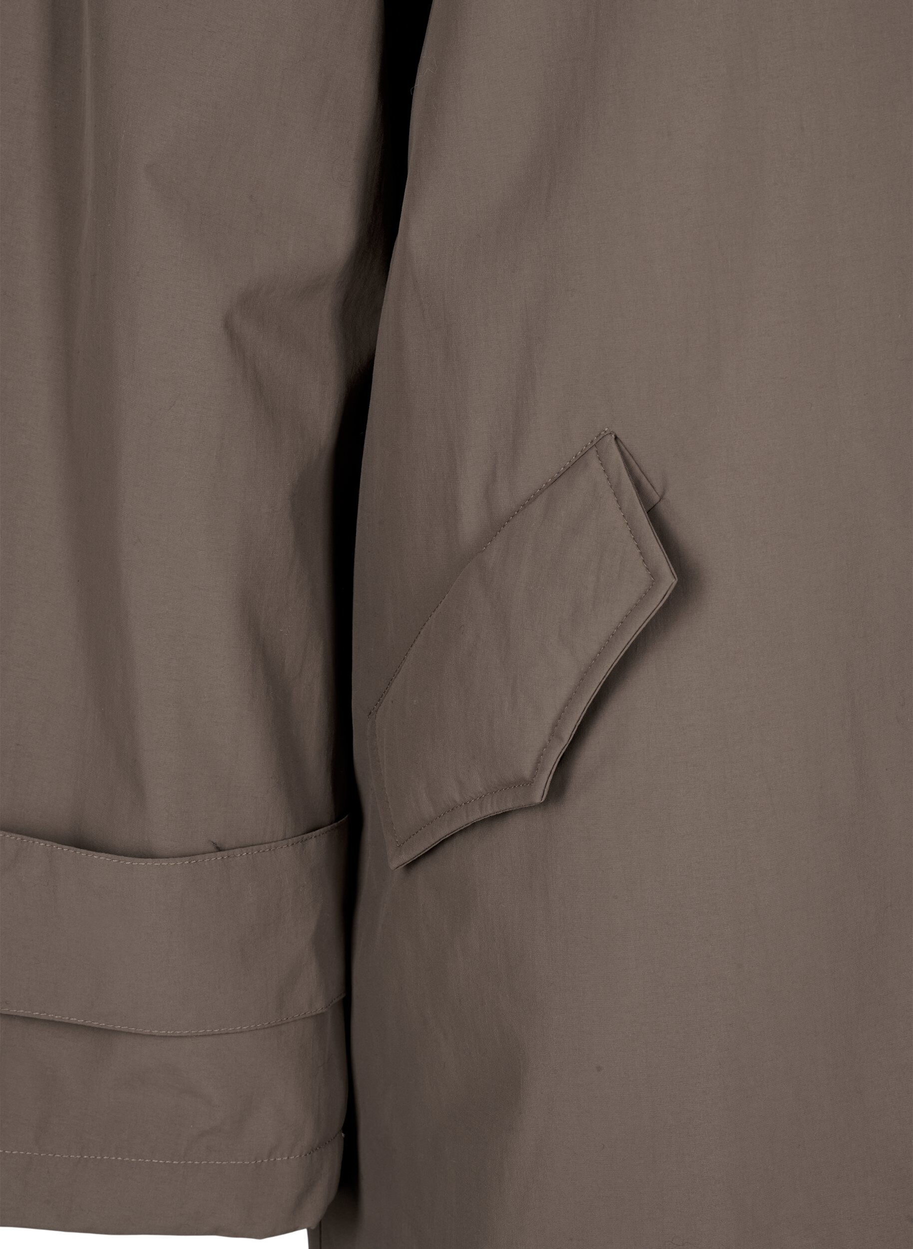 Zizzi Overgangsfrakk med fl&oslash;yelskrage og lommer, Chocolate Chip, Packshot image number 3