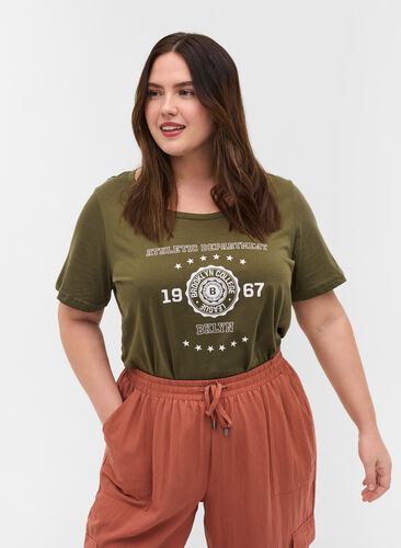 T-skjorte i bomull med trykk, Ivy Green ATHLETIC, Model image number 0